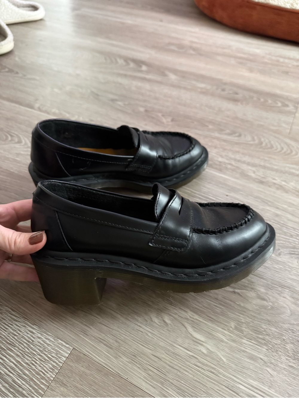 Black Chunky Heel Penny Loafers- Doc Martens